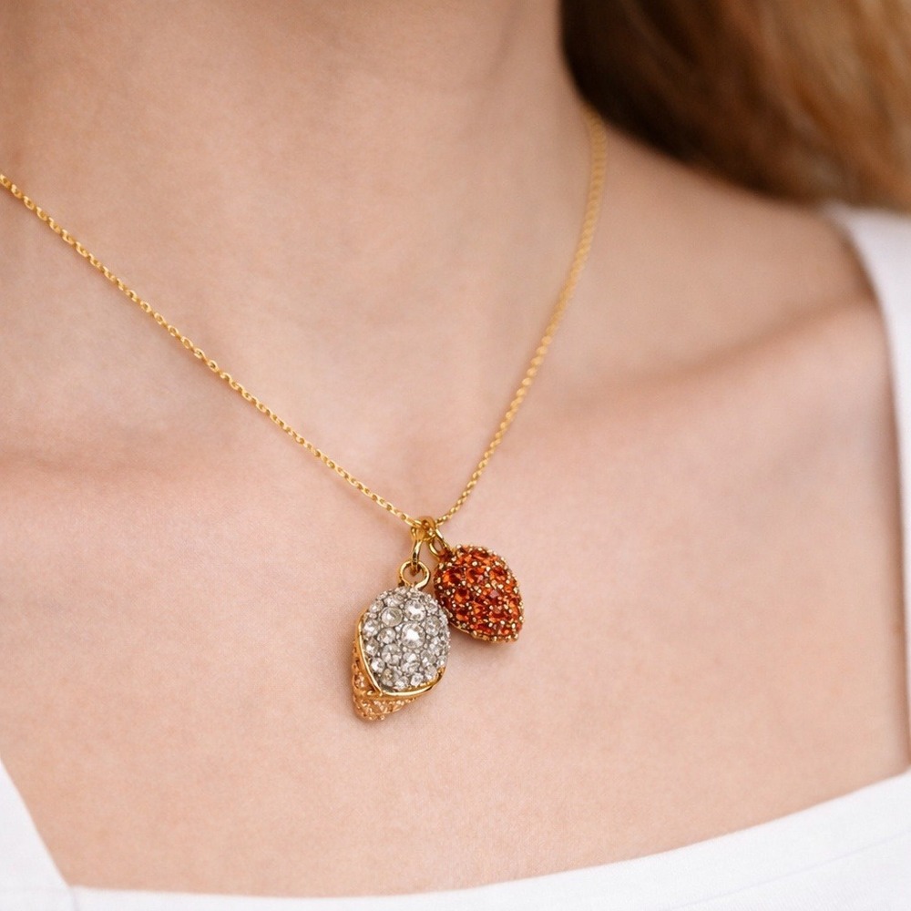 Kate‎ Spade Gold Mini Fruit Pave Pendant Necklace NWT Novelty